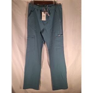 FIGS Women's Cairo Cargo Scrub Pants Teal Blue Drawstring Pockets‎ Medical